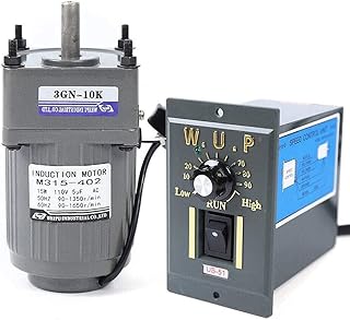 Gear Motor Electric Variable Speed Controller 1:10 125RPM 110V 15W Automation Single-Phase Geared Motor Electric Motor Device + Speed Governor Variable Speed Smooth for Industry