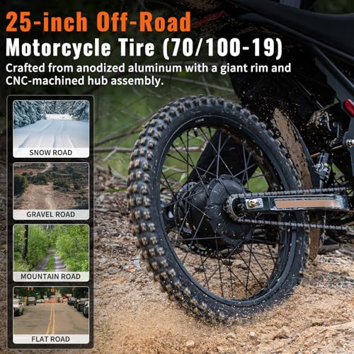 Image of Riding'times GT73 Pro Electric Dirt Bike for Adults Teens 3000W, Max 50 MPH & 85 Mile Long Range, 60V 36AH Dual Battery Ebike, Electric Dirtbike with 25 inch Motorcycle Tires, Dual Hydraulic Brakes