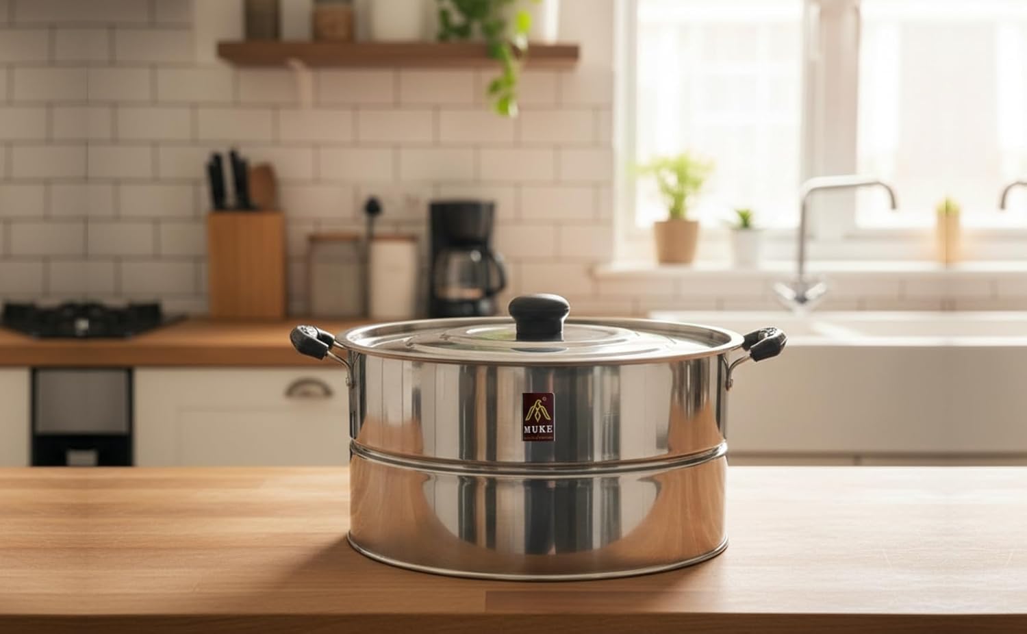 Stainless Steel Bati Maker for Gas Stove | Multi-Purpose Gas Tandoor & Pizza Maker | Dal Bati Cooker, Litti Maker, Barbeque Griller | Food Grade Stainless Steel with Lid & Handles | Silver-image-6