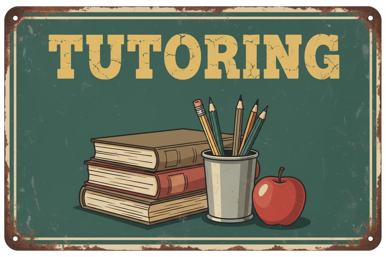 Wall Decor Tutoring | Full Color Sidewalk Display Sign Board With Metal Ground Stakes | 8x12Inch Vintage Signs Aluminum Plates Printed