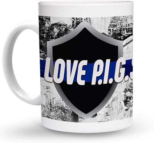 Makoroni - I LOVE PIGS Police Cop Cops - 11 Oz. Unique COFFEE MUG, Coffee Cup