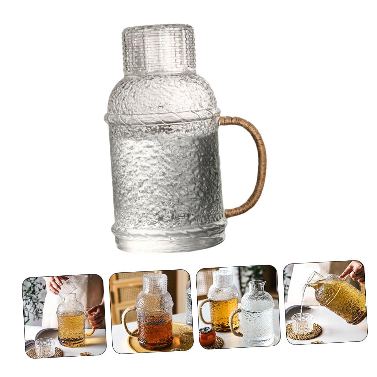Glaskrug Wasserkocher 2,0l Aus Hitzebeständigem Glas Mit Deckel Transparenter Wasserkrug Für Zuhause Und Büro Großer Wasserbehälter Für Tee Und Kalte Getränke