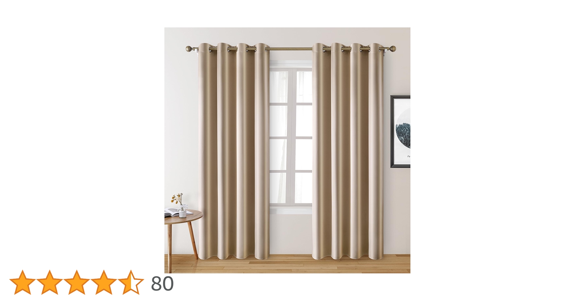 Amazon｜HOMEIDEAS 2パネル ベージュ フェイクシルクカーテン