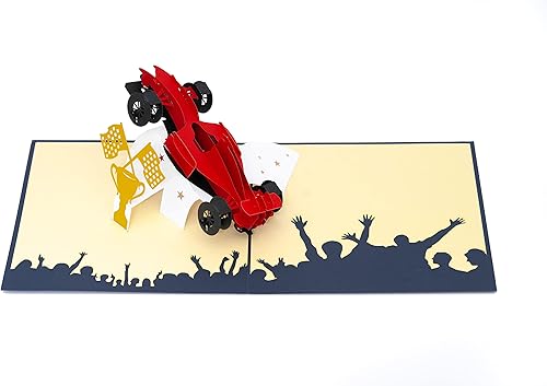 Miniatura 9 de Tarjeta emergente de coche de carreras, tarjeta de coche de fórmula 1 en blanco con sobre, tarjeta de cumpleaños de coche de carreras, tarjeta de