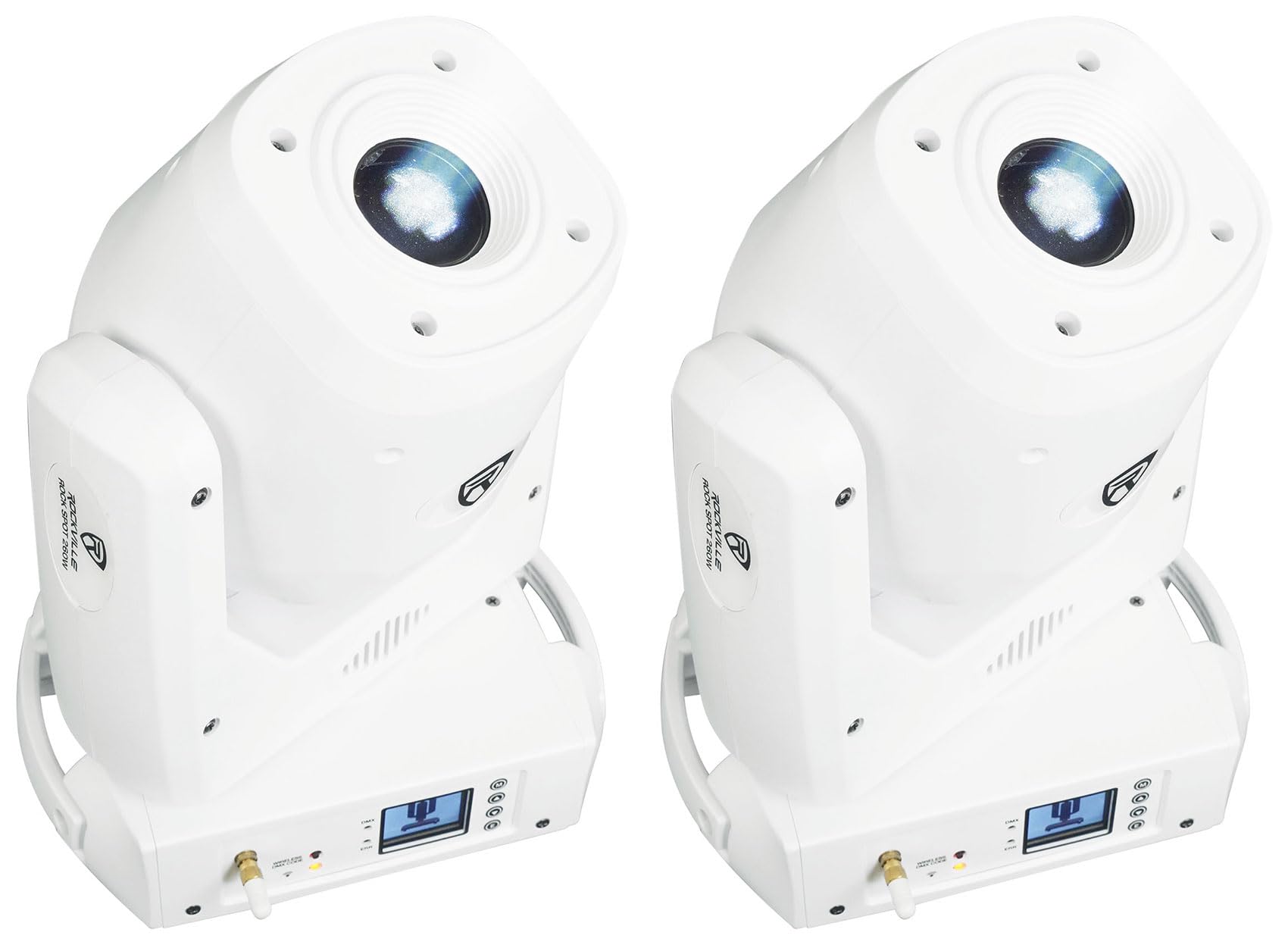 Rockville Rock SPOT 260W White Moving Head Light, Wireless DMX, Prism Effect, GOBO Overlay, Zoom Focus, for DJs, Clubs, and Stage Productions, 2-Piece