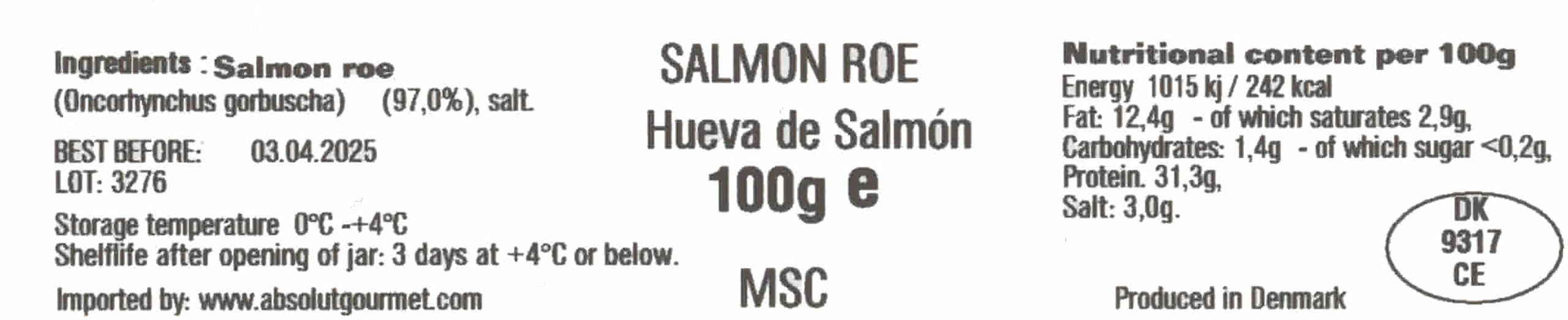 Caviar Rojo de Pink Salmon (Gorbuscha) 100 gr