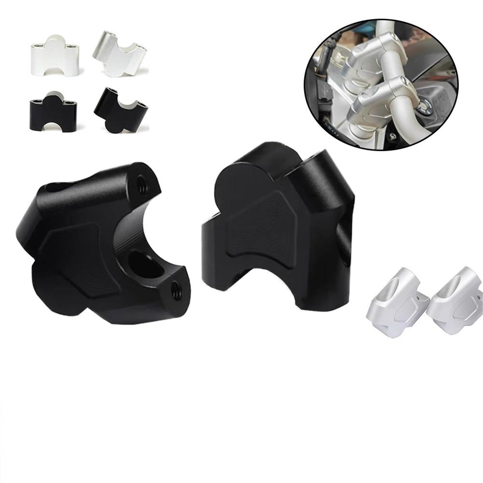 Kit Moto Manubrio Riser Per VOGE Valico DS525X 525DSX DSX525 525 DSX DS X Bar Risers Mount Adapter Clamp Rialzato Riser Manubrio Moto(Argento,3.5mm)