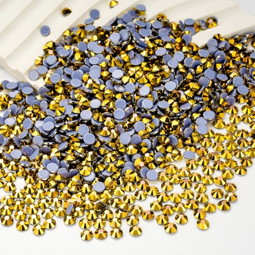 Image of Hotfix Rhinestones Bulk, 2880PCS Gold Hot Fix Rhinestones for Clothes DIY Decoration Crafts, Gold, SS30, 6.3-6.5mm