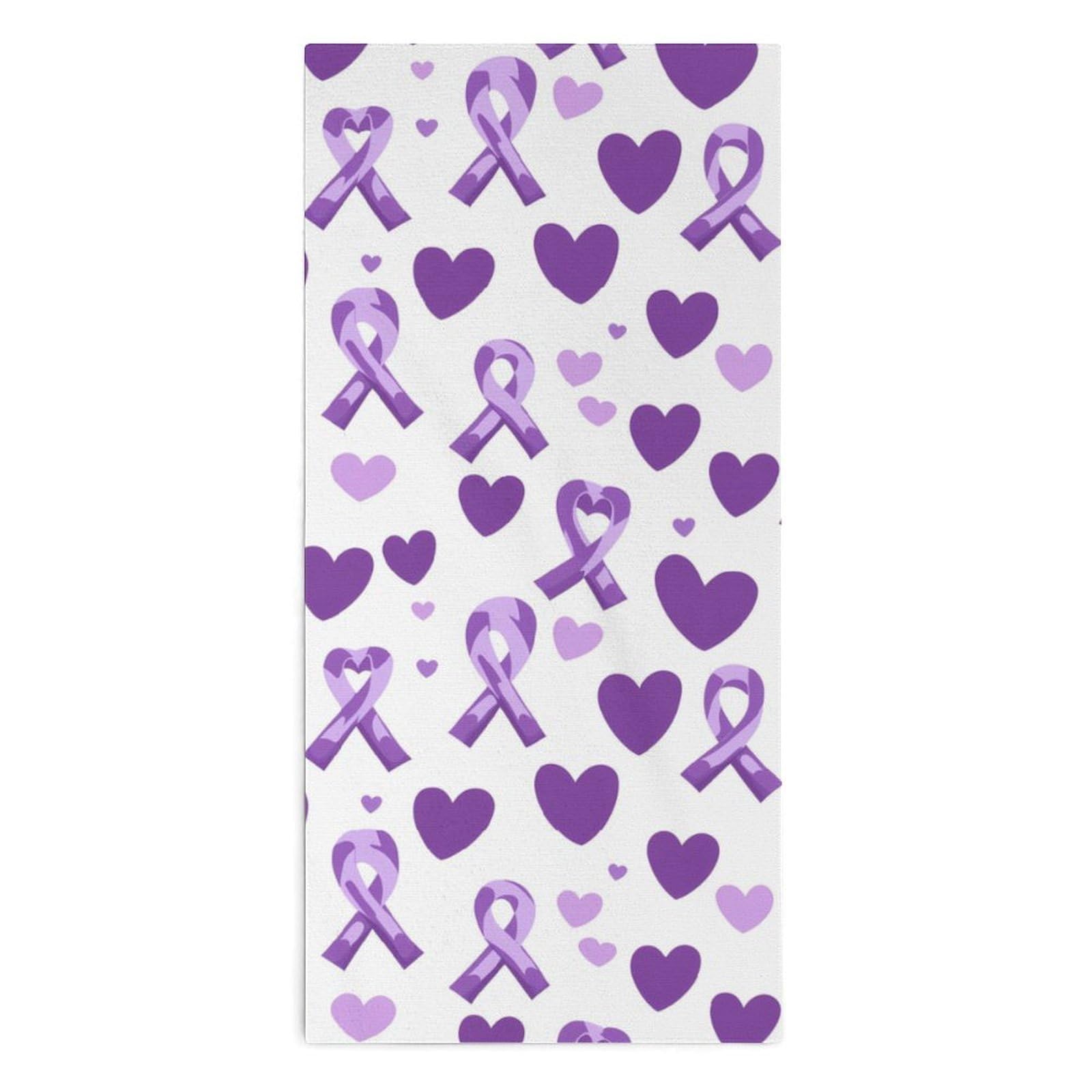 NCLQVJXZKHW Alzheimer Cancer Awareness Ribbons Hand Towels Soft Face Towel Gym Bathroom Travel Hotel 13"x28"