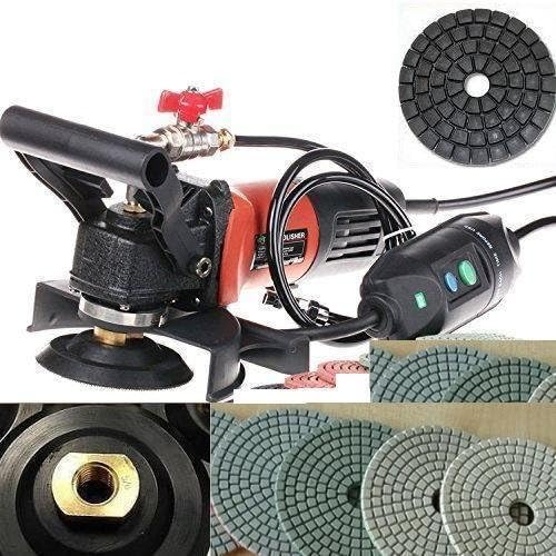 4-Inch to 5-Inch Variable Speed Wet Polisher 4" Polishing 11+1 Pad DAMO Glaze Buff 3 Extra Carbon Brushes Granite Concrete Sander Marble Glass Quartz Travertine Car Boat