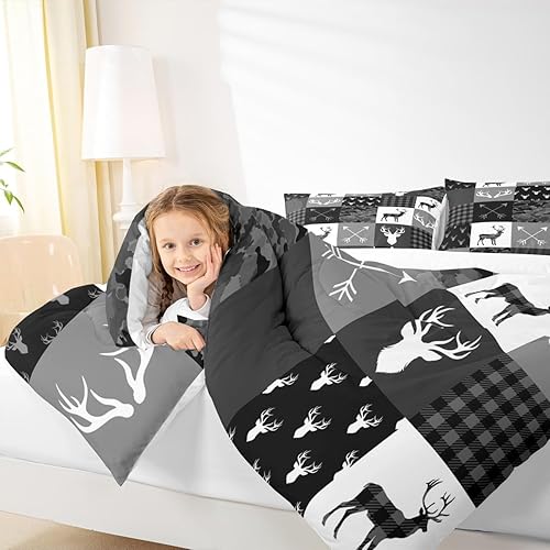Miniatura 6 de Juego de edredón de silueta de ciervo, tamaño Queen, juego de ropa de cama de 3 piezas para niños, adolescentes, decoración de la habitación del