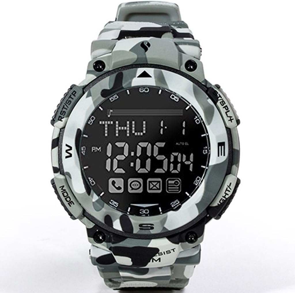 Waterproof Bluetooth 4.0 Smart Watch for iPhon iPhone iOS6.0 and Android Version4.3 Above System MobilePhone APP (White Camouflage)