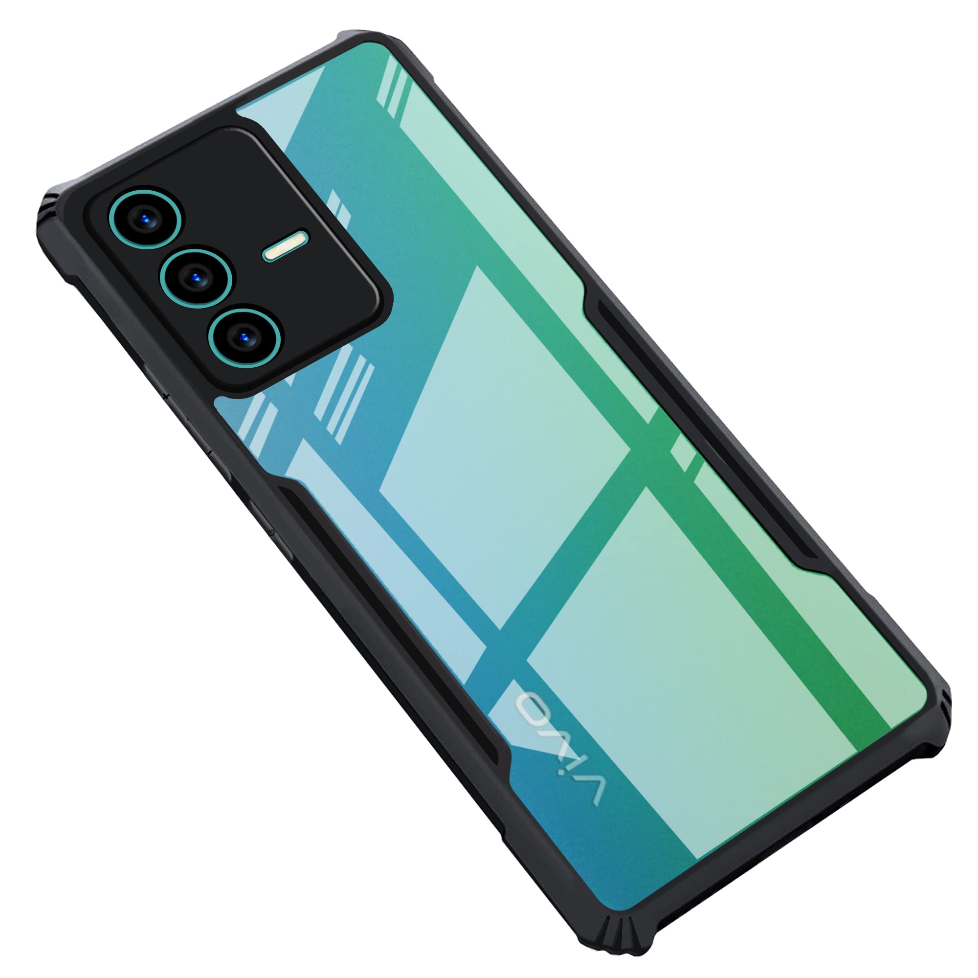 CEDO Vivo V23 (5G) Back Case Cover | Camera Protection Shockproof Bumper-Edge | Acrylic Crystal Clear 360 Degree Protection TPU+PC | Transparent Eagle Back Case Cover (Black) (B0BF9HS3M7) Amazon Price History, Amazon Price Tracker