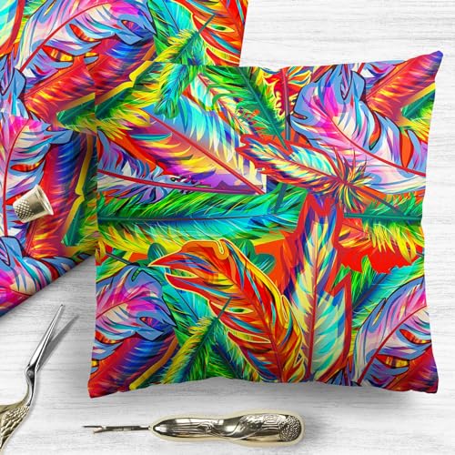 Image of ArtzFolio Bright Feathers | Canvas Upholstery Fabric by Metre | for Sofa, Curtains, Cushions, Furnishing, Craft, Dress Material | Width 1.5metre (58inch) | Length 5 metre (200 inch / 508 cms)