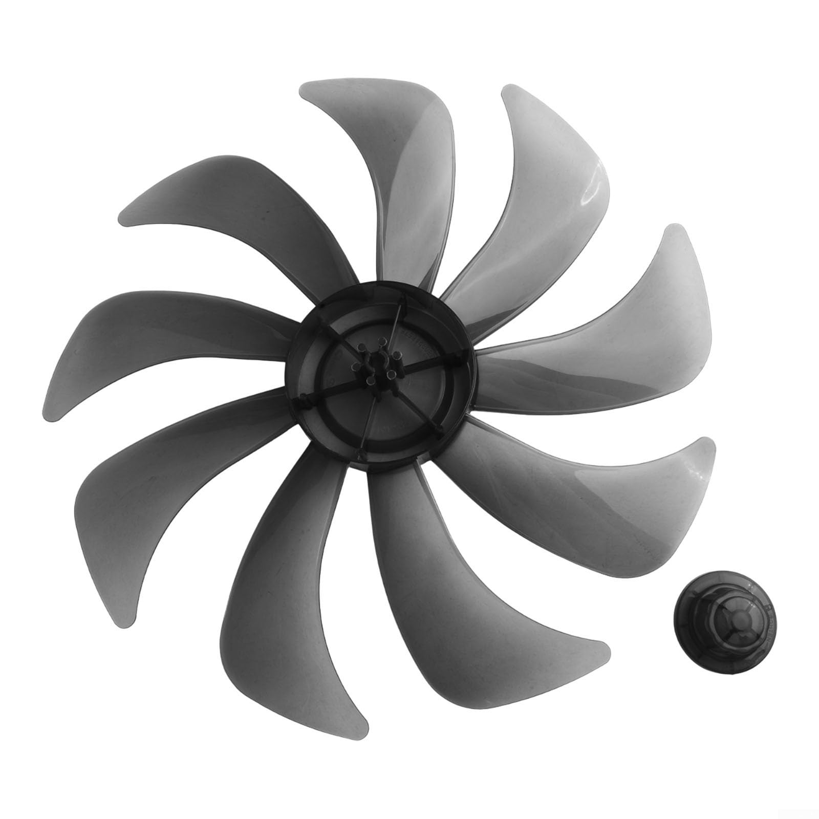Ventilateur de sol de rechange de 35,6 cm avec cache-écrou, hélice silencieuse domestique, 7, 9 ou 15 options en plastique solide ou aluminium, 350 mm, noir transparent (9-)