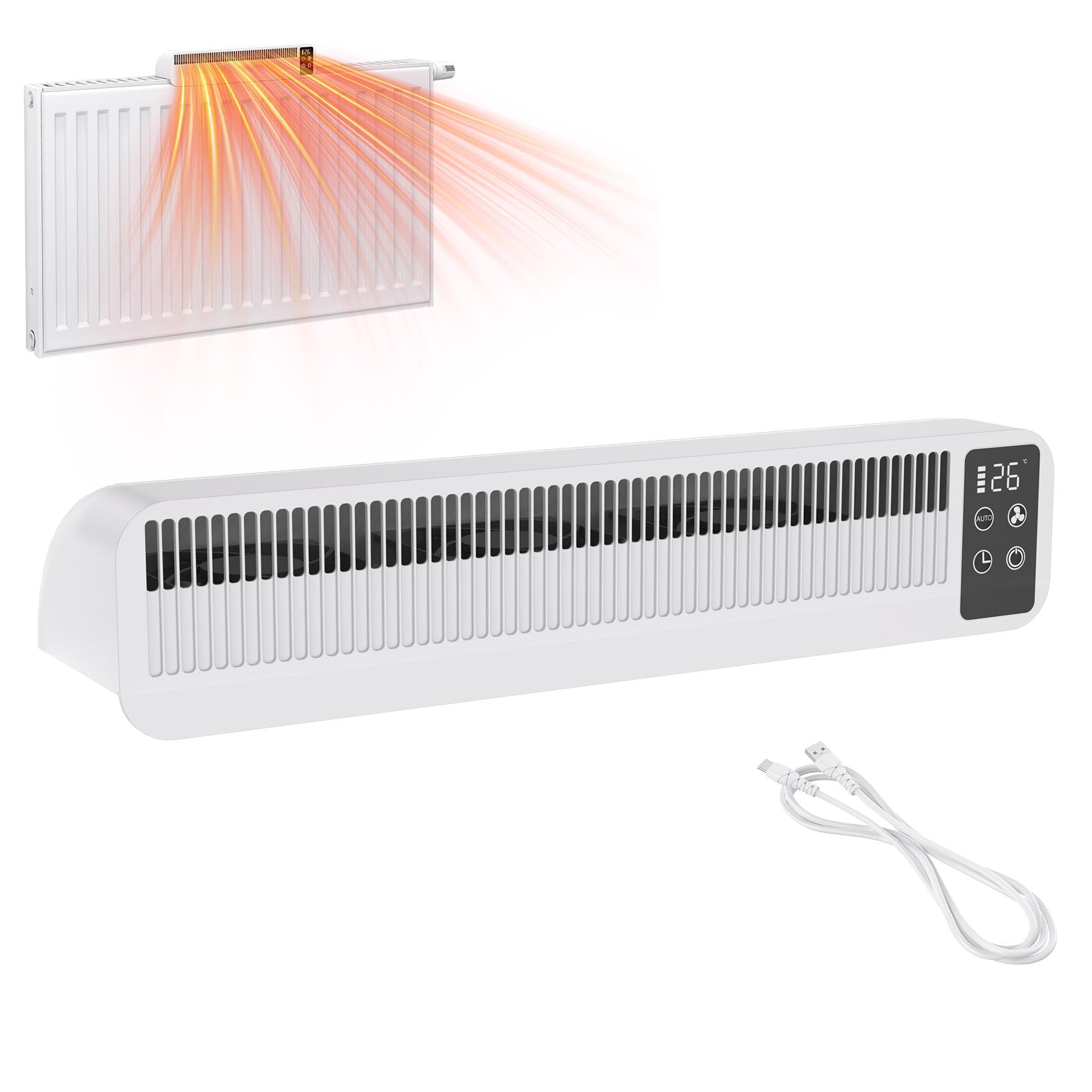 Froadp Heizkörper Ventilator mit Temperaturanzeige – Tragbarer Heizkörperlüfter mit 3 Geschwindigkeiten, Timer & Smart Wärmesensor, Leiser Heizkörper Lüfter zur Effizienzsteigerung der Heizung