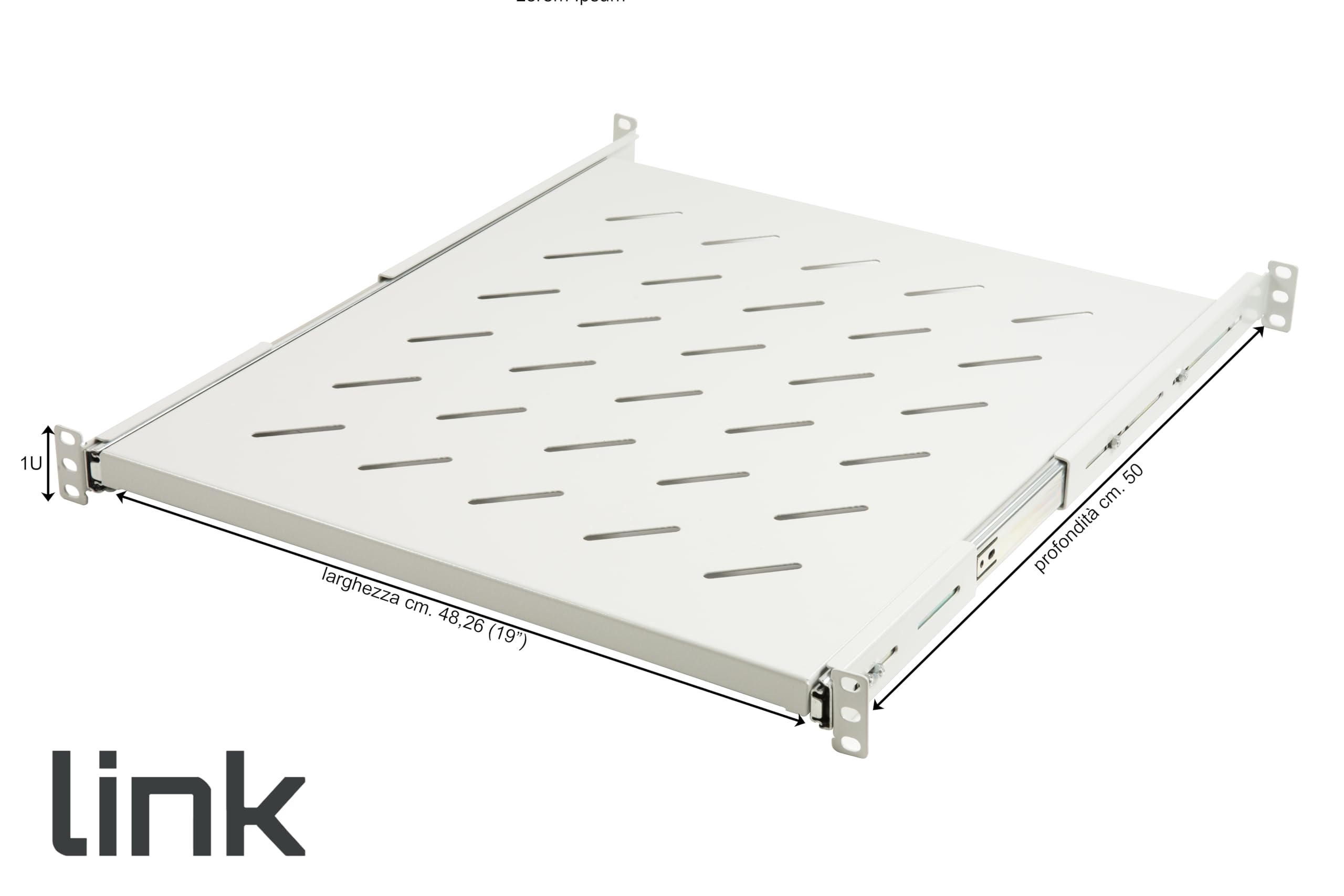 Link lkrip550eg Universal Ablage für Schrank Rack ausziehbar auf Schienen Teleskop, 550 mm, grau