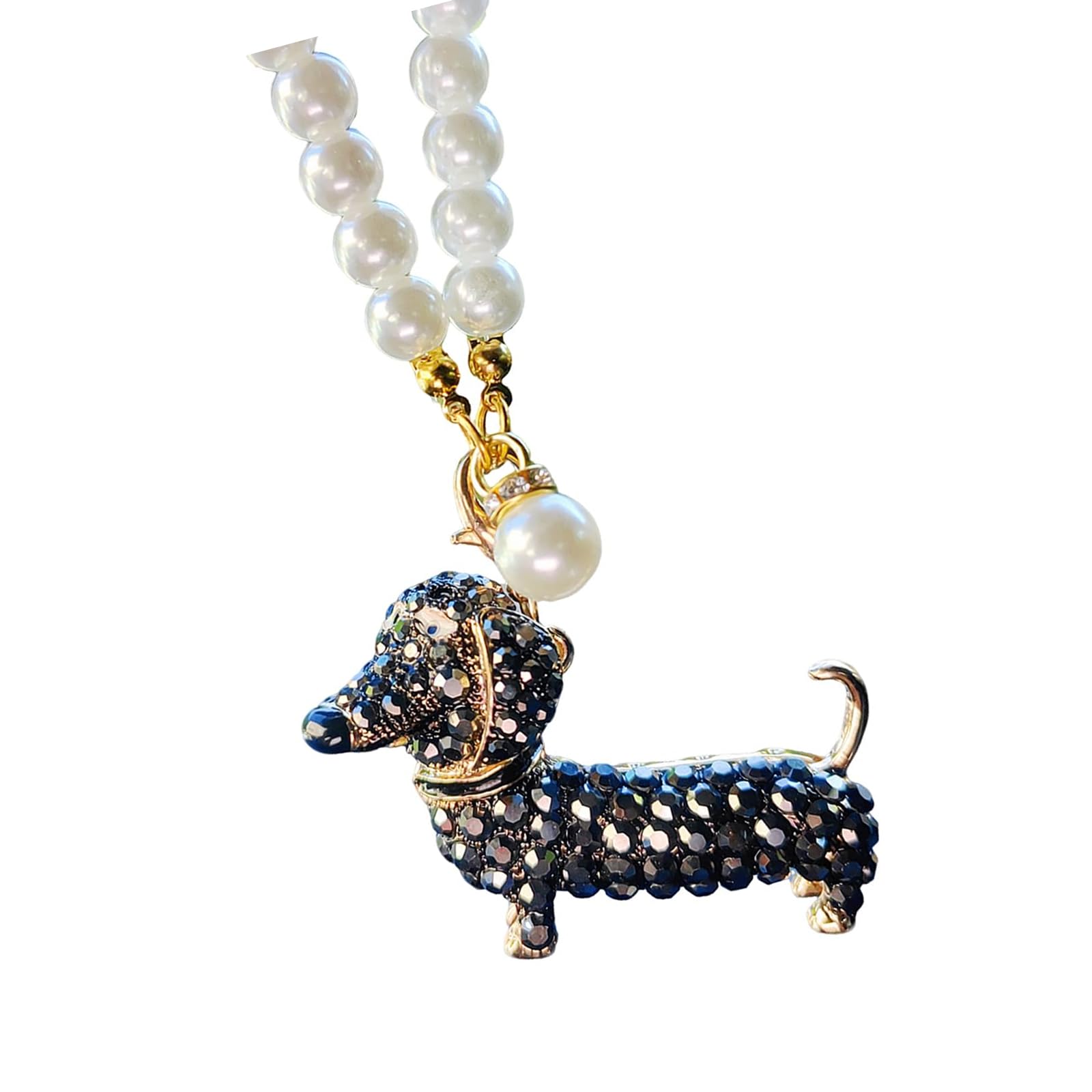 Alloy Dog Shape Rearview Mirror Glass Charm Sparkling Rhinestone Fun Decoration for Car Multiple Color Options Nice Car Accessories