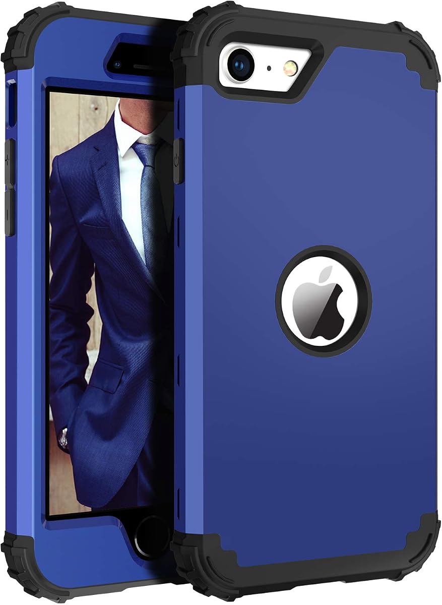 BENTOBEN Funda para iPhone SE 2022 y funda para teléfono iPhone SE 2020, resistente 3 en 1, cuerpo completo, resistente, a prueba de golpes, híbrido, duro, PC, goma suave, protección contra caídas, niña, mujer, niño, hombre, SE, azul profundo
