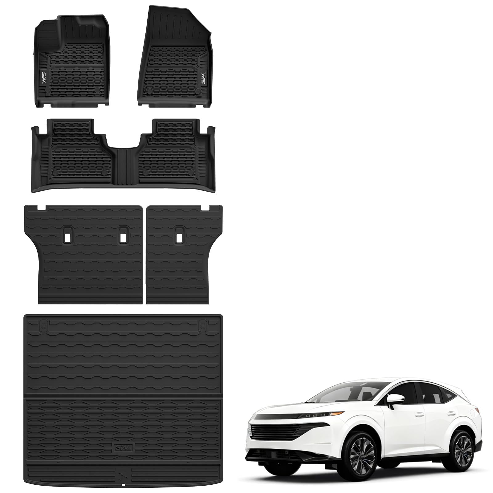 3W Floor Mats&Cargo Liner Fit Toyota Sienna 2021 2022 2023 2024 2025 2026 LE/XLE(Only for 8 Seat), TPE All Weather Custom Fit Floor Liner for Sienna 8 Seat 1st, 2nd and 3rd Row and Cargo Mat, Black — view 43