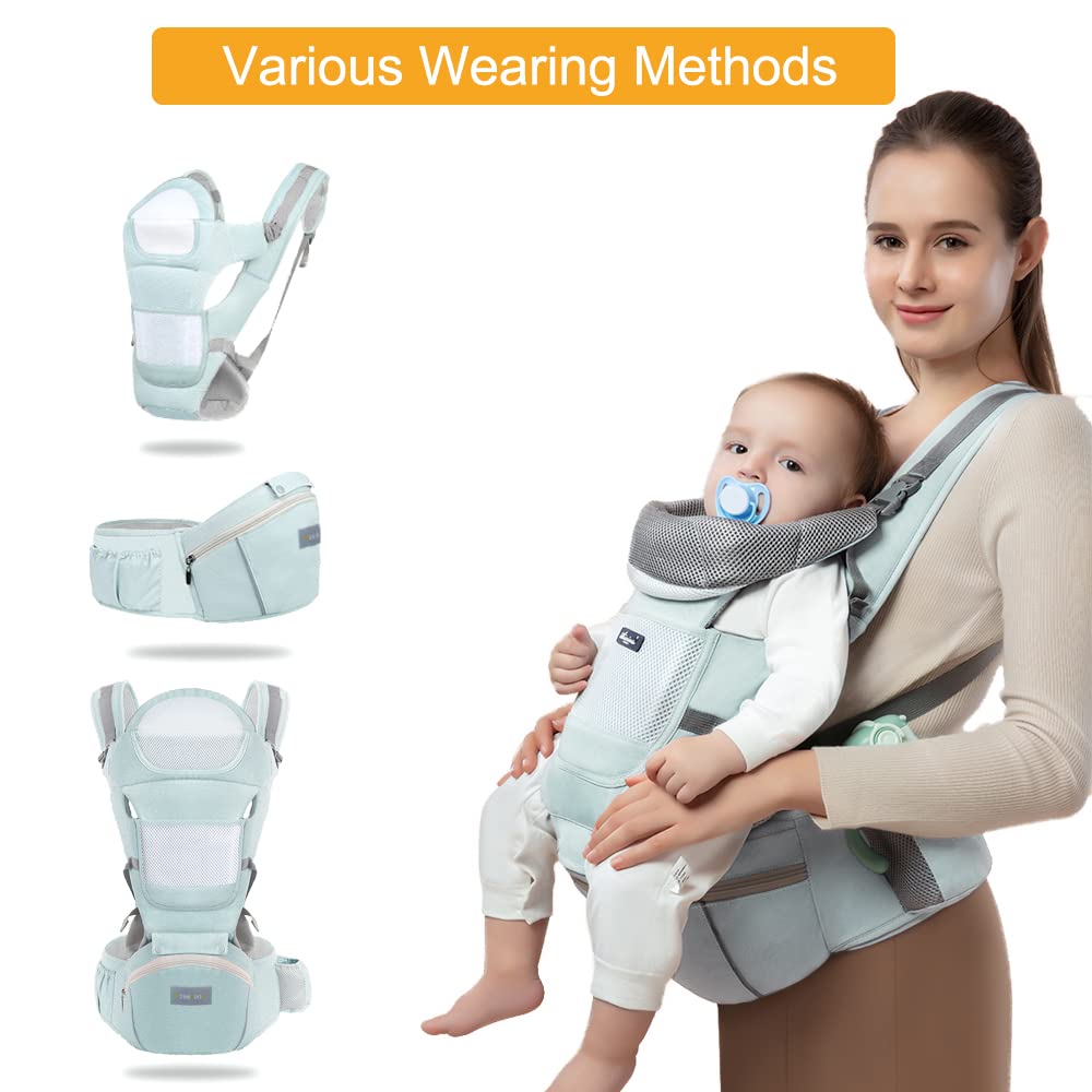 Mochila Portabebés Ergonómica con Asiento de Cadera, Multiposición Dorsal Ventral, Algodón Ligero y Transpirable para Bebés y Niños de 0-48meses (3.5 a 25 Kg) — view 4