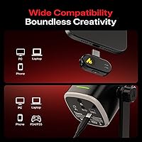 Vista 3 de MAONO PD100WS Wireless Gaming Microphone for PC, Dynamic Streaming USB Mic with 3 Level Noise Cancelling,RGB,Mute Button, Software EQ,Computer Boom