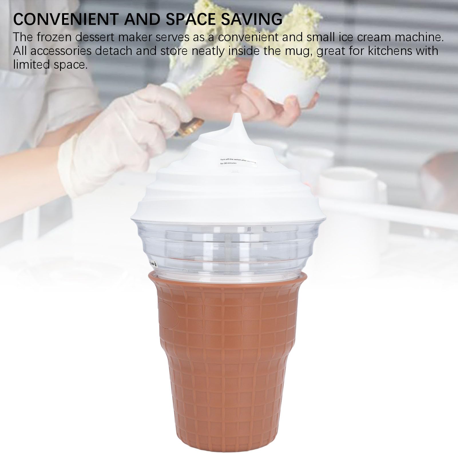 Mini Máquina de Helados, 8W 450ml Capacidad Multiusos Máquina de Yogurt Congelado, Máquina para hacer helados con cuchara para hacer helado casero Gelato Sorbete Yogurt Congelado