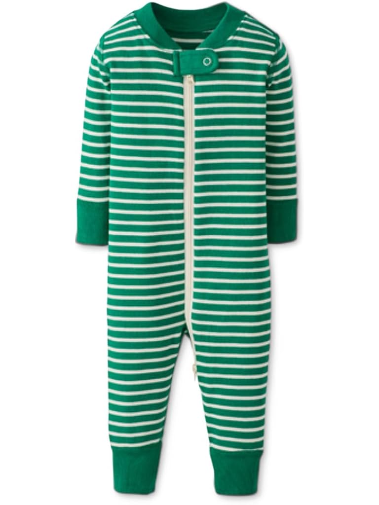 Green Hanna Andersson Striped 2-Way Zip Sleeper (Infant/Toddler)