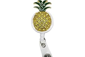 Rhinestone Fruit Pineapple Retractable Badge Holder
