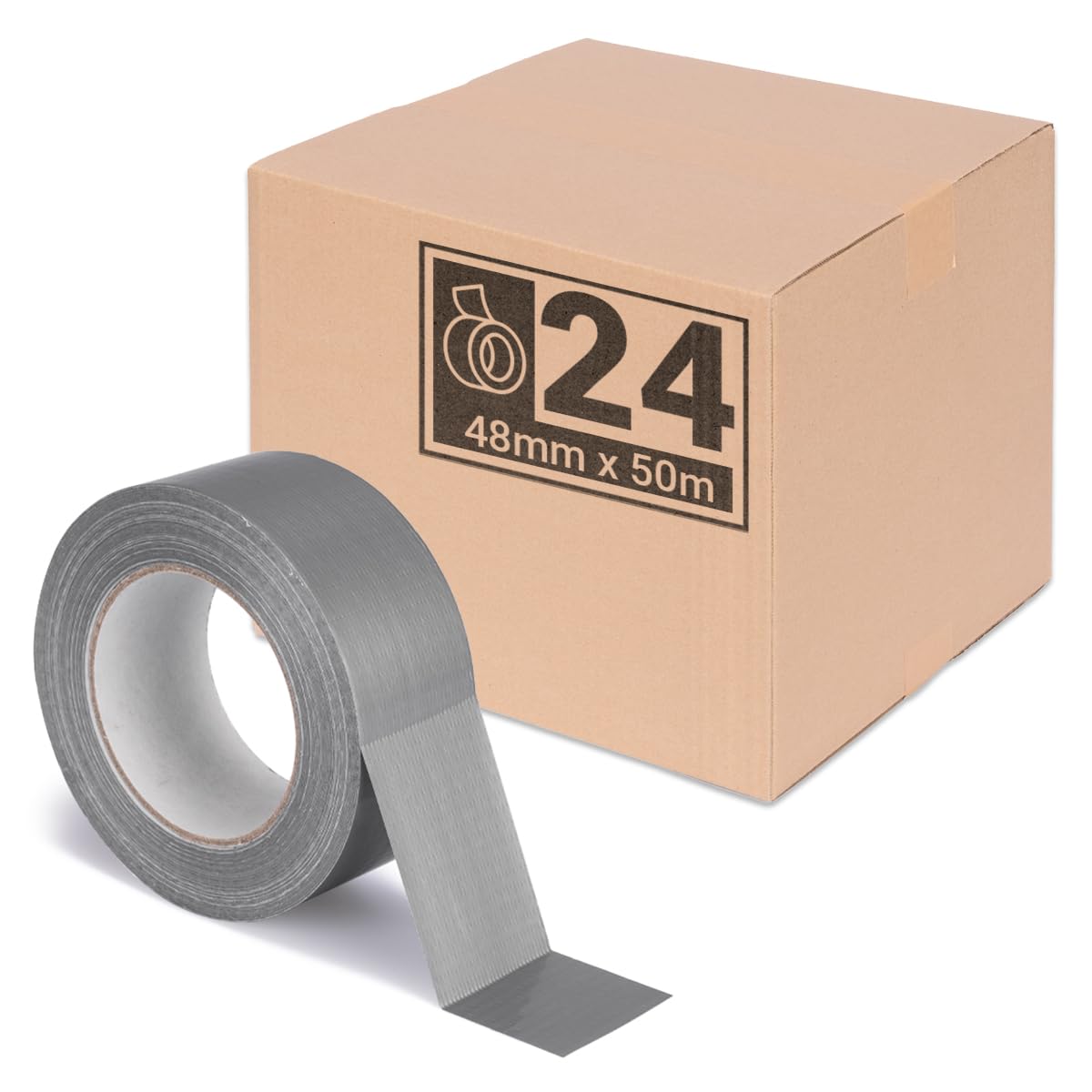 Gaffa Tape - Cinta adhesiva (24 unidades, 50 m x 48 mm), color gris