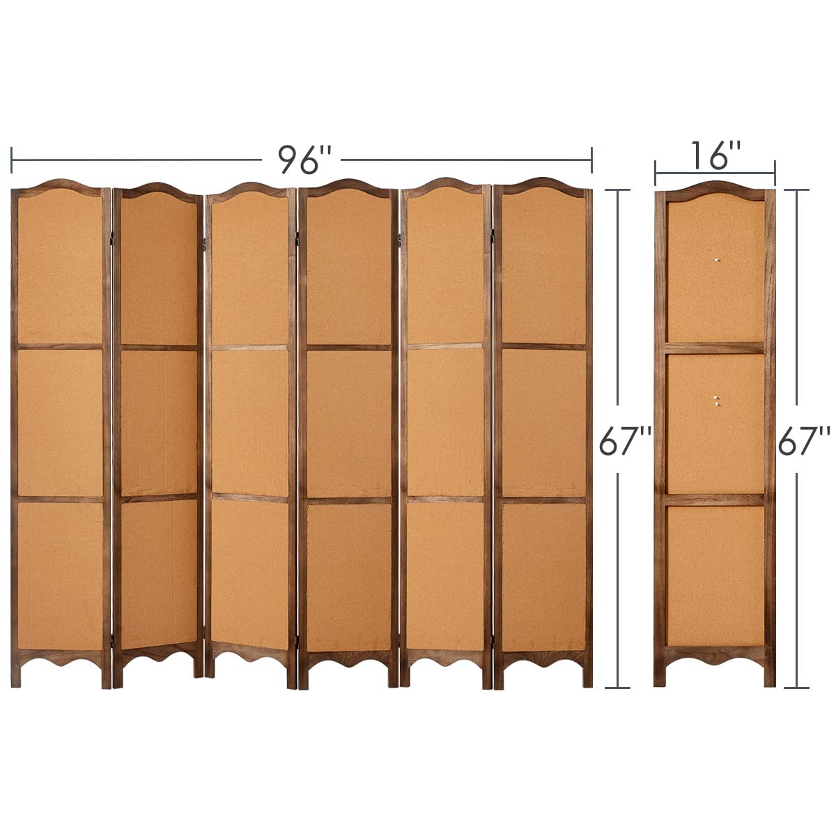 RHF 5.7 Ft Tall Wood Room Divider Folding Screens Panel, Divider & Room