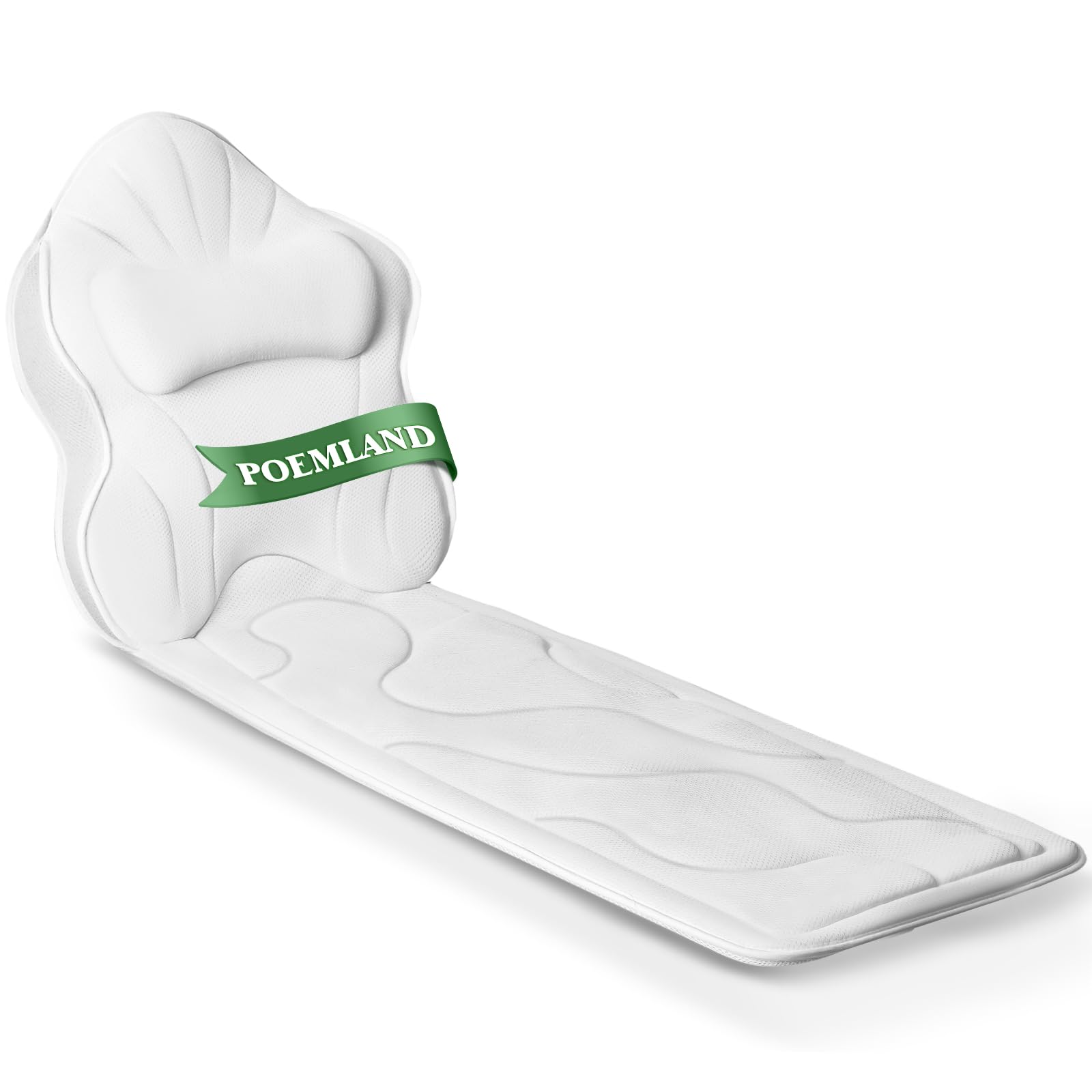 Luxury Thick Full Body Bath Pillows Mat & Cushion for Bathtub Headrest Neck Shoulder Support Comfort Relaxation Spa Accessories Perfect for a Spa Soak in Bathtub (White)