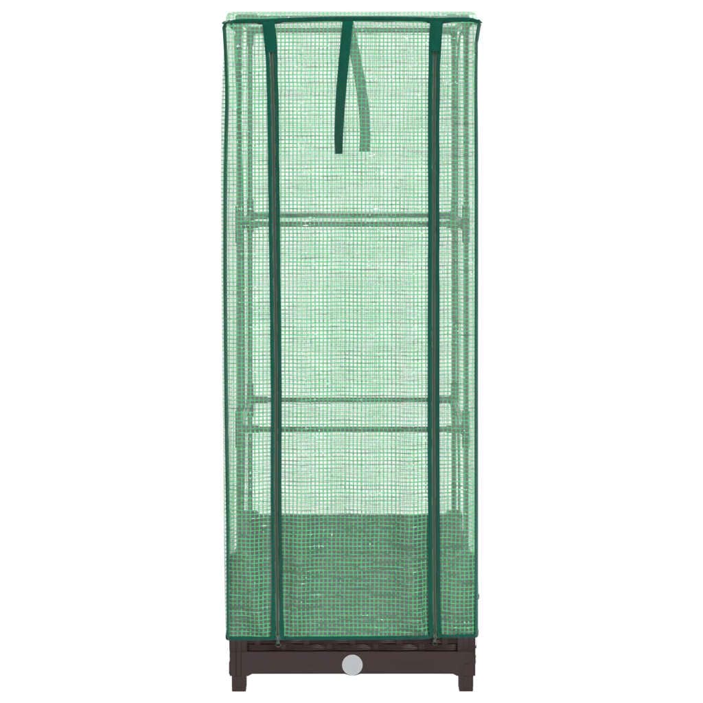 Jardinera con accesorio para invernadero, aspecto de ratán, 40 x 40 x 123 cm, marrón, para jardín, balcón, verduras, hierbas, flores, cultivo de plantas