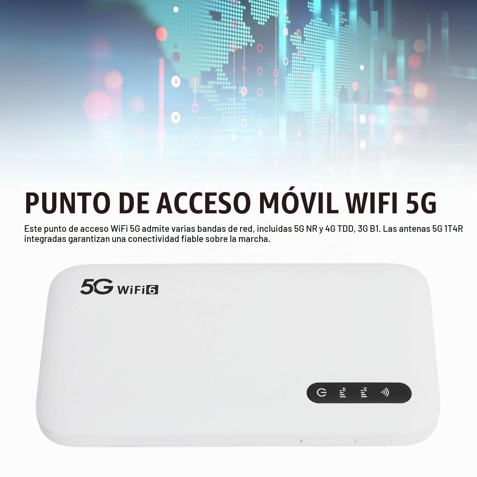 Punto de Acceso Móvil WiFi 5G para Viajes, Enrutador de Punto de Acceso WiFi6 Portátil de 2,4 GHz y 5,8 GHz con Ranura para Tarjeta SIM, 16 Dispositivos Conectados