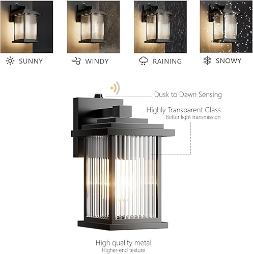 Miniatura 3 de Luces de exterior del anochecer al amanecer, luces de porche impermeables al aire libre, lámpara de exterior 100% aluminio a prueba de óxido, luces