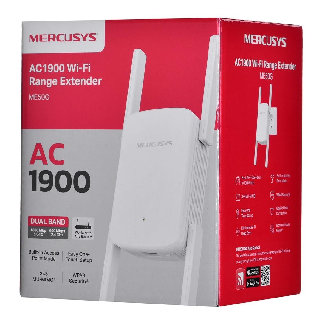 MERCUSYS ME50G Repeater WiFi AC1900 dwuzakresowy wzmacniacz, przedłużacz WiFi, 1 port Gigabit, MU-MIMO