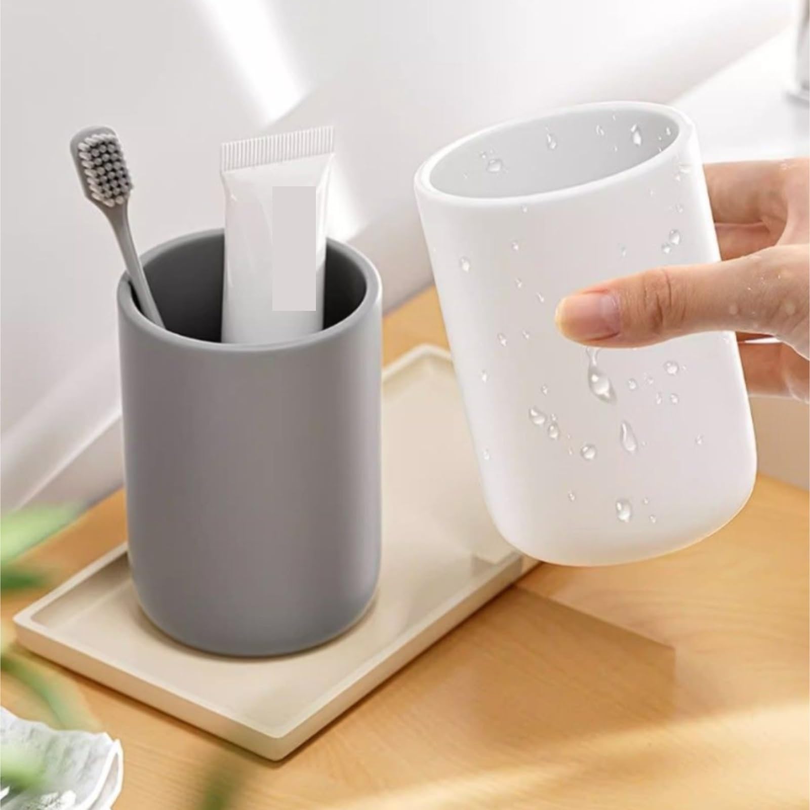 Uchwyt na Szczoteczki do Zębów, Uchwyty Na Szczoteczki Do Zębów Łazienki Szybkoschnąca Pasta W Kształcie Kubka Zlewu Organizer na Głowice(Grey)
