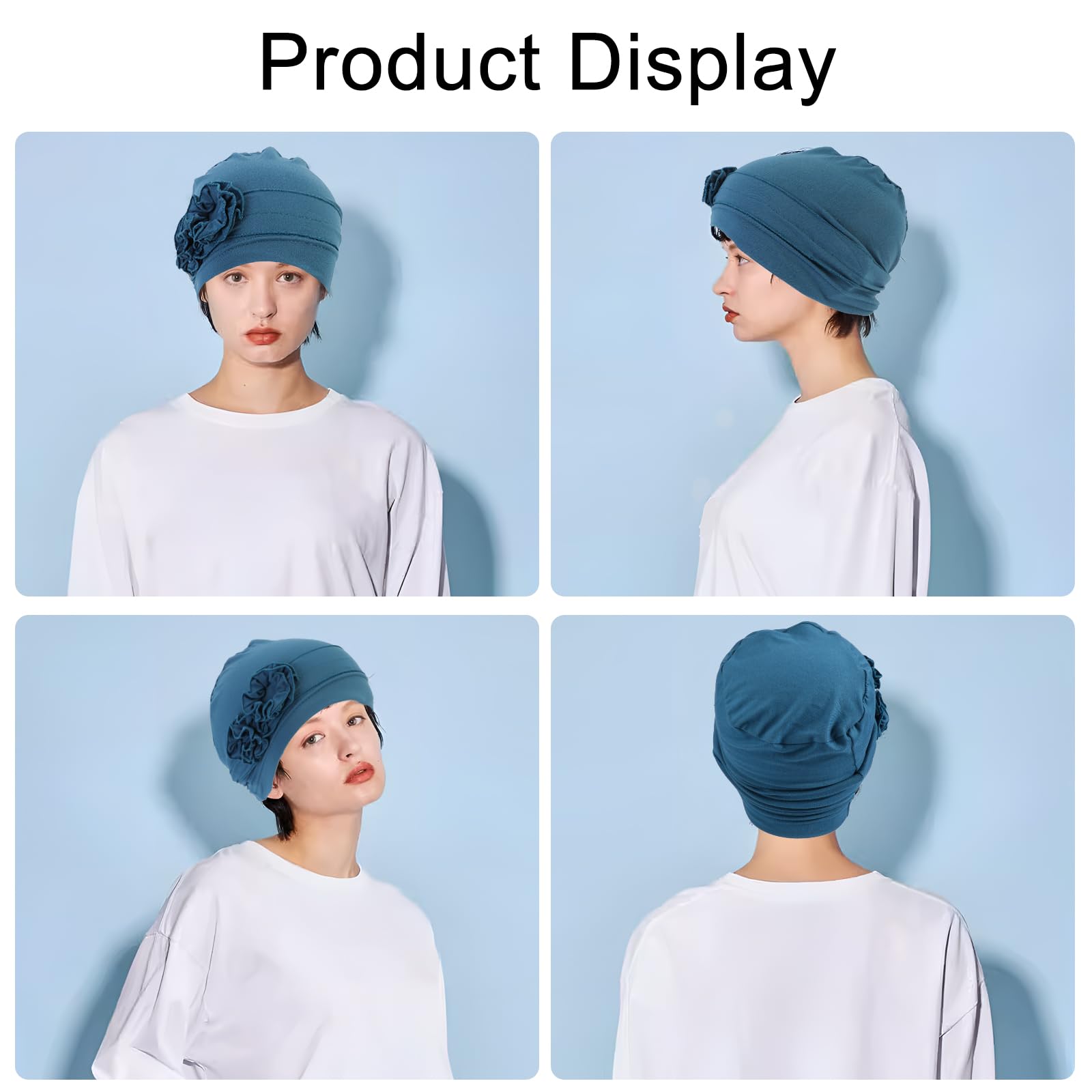 XEPST 4 sztuki nakrycia głowy po chemioterapii dla kobiet, turbany, czapka beanie, nakrycie głowy, nakrycia włosów dla kobiet, damskie czapki do spania, chemioterapia, rak, czapka z kwiatowym wzorem