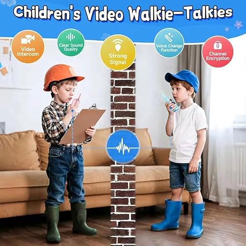 Miniatura 7 de Walkie Talkies de video para niños, 2026, paquete de 2 walkie talkies recargables para niños, largo alcance, ideal para juegos familiares,