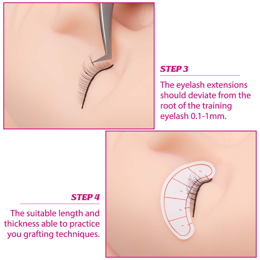 25 paia Pratica Ciglia per le Estensioni Delle Ciglia da Allenamento Ciglia per la Pratica con 7 paia Patch per Occhi Eyelashes for Practice