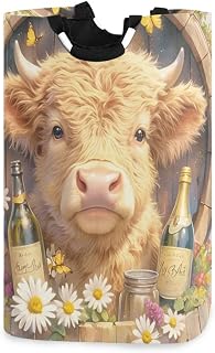Cute Cartoon Scotland Cow laundry baskets, collapsable and waterproof laundry hamper with sturdy handle Hamper Decorations Decorations for pantry pantry pantry