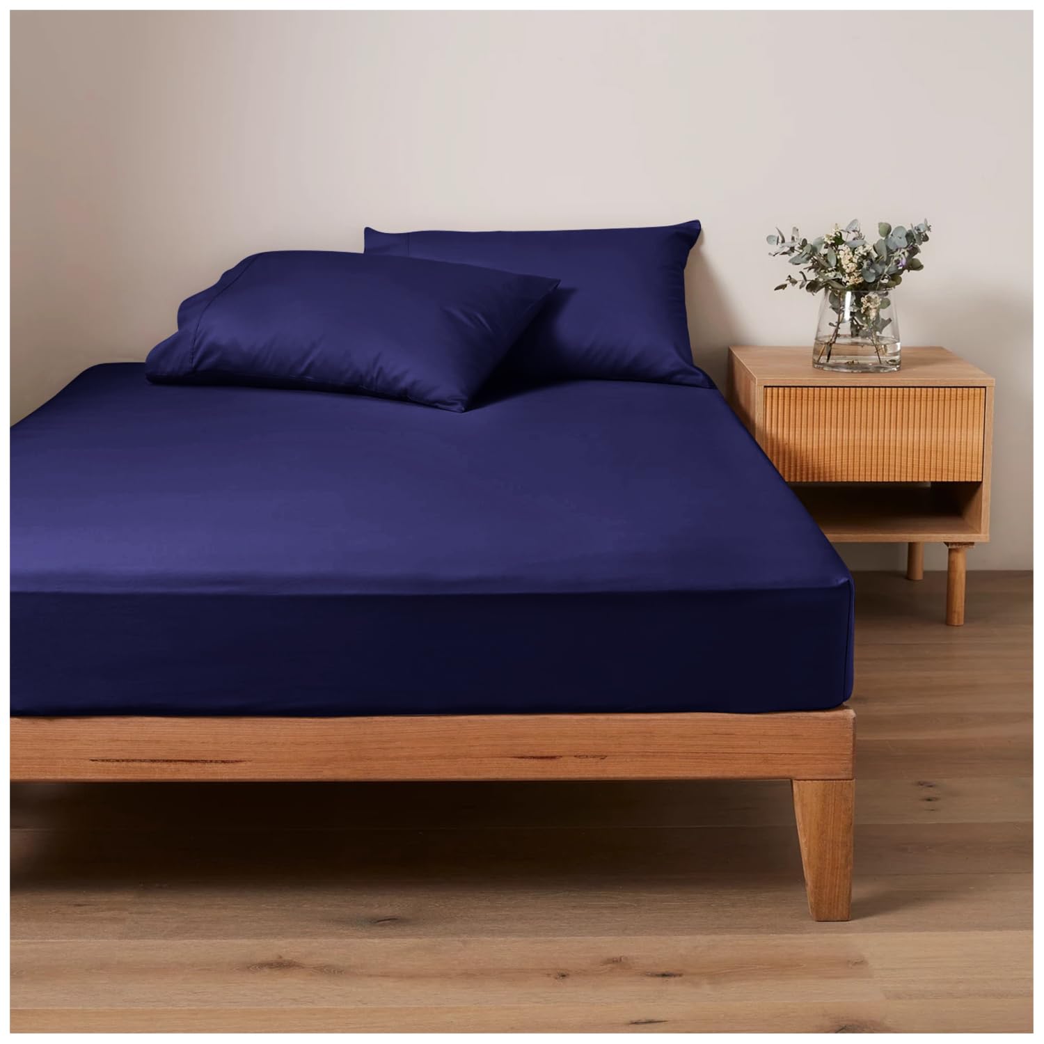 Easy Care Super Soft Non Iron Polycotton Fitted Sheet, Double, Navy