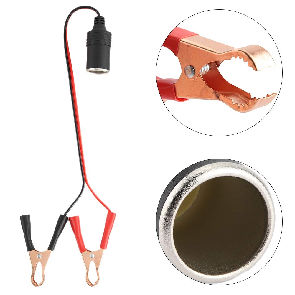 Zapalniczka Samochodowa Gniazdo żeńskie do Kabla Klipsowego 12V-24V 10A Zapalniczka żeńska Adapter Gniazda do Akumulatora Zacisk Krokodylkowy Kabel Zaciskowy