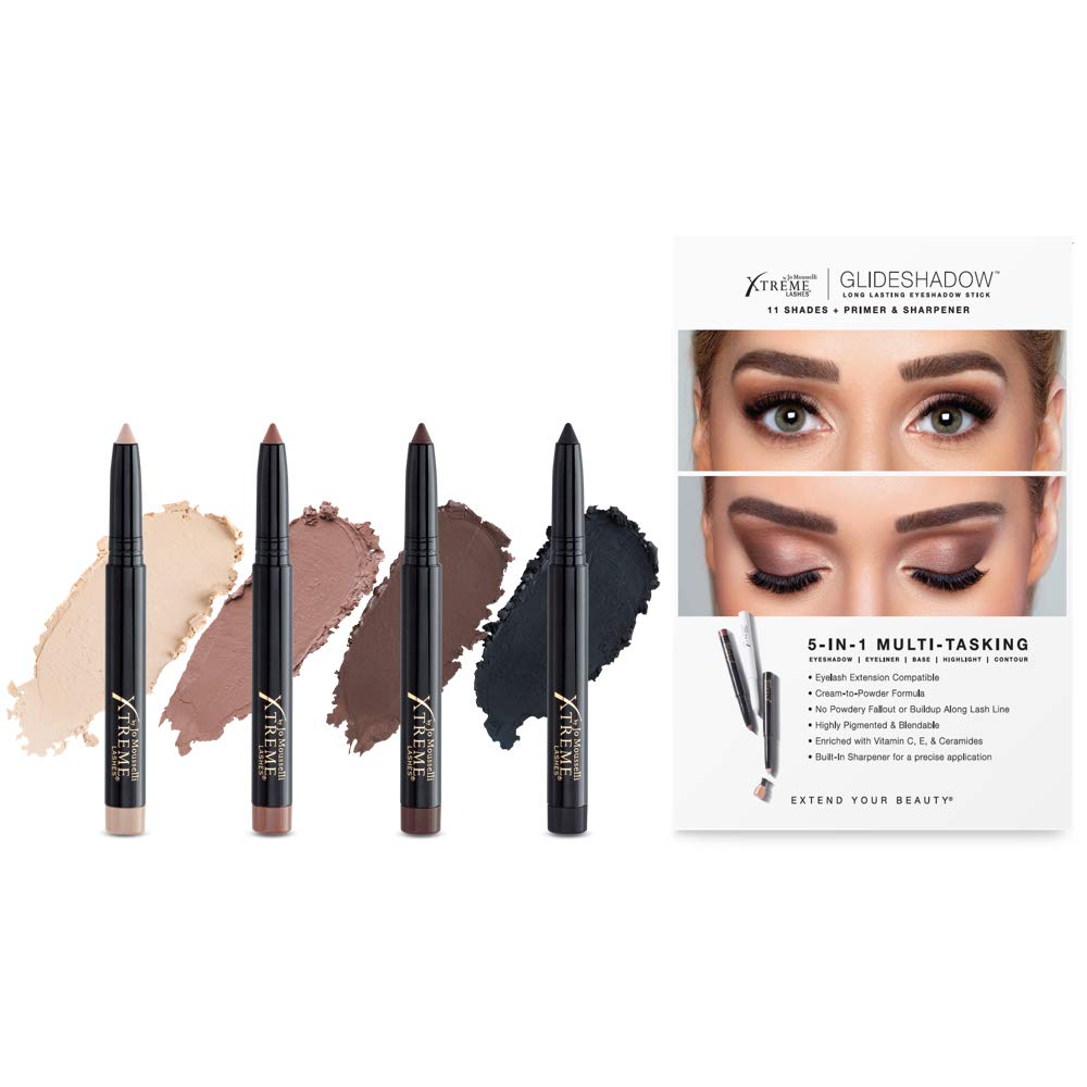 Xtreme LashesGlideshadow Long Lasting Eyeshadow Stick Quad Collection, Cream to Powder - Compatible with Eyelash Extensions - No Powdery Fallout or Buildup Along Lash Line