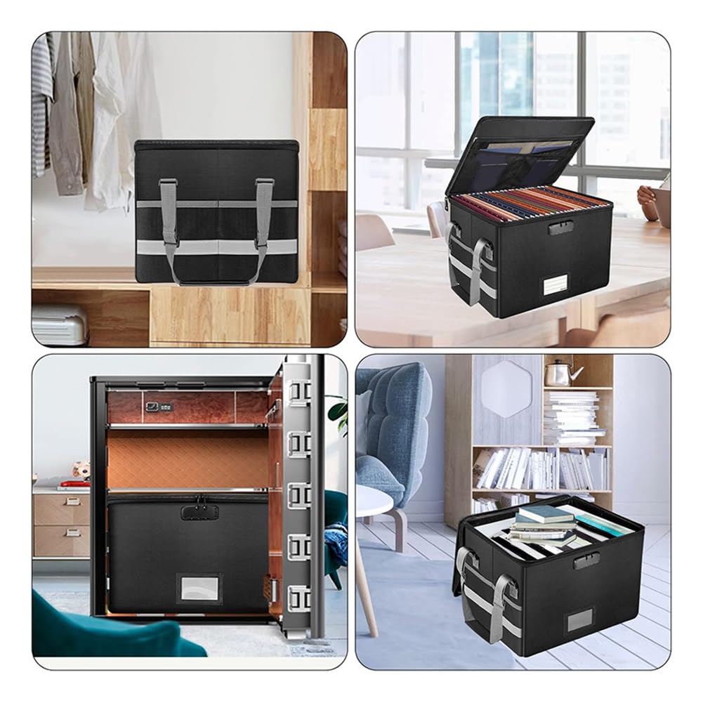 Boîte de Rangement Pliable pour Données, Boîte de Classement Ignifuge, Boîte D'Archivage de Documents pour le Bureau à Domicile, Boîte de Rangement