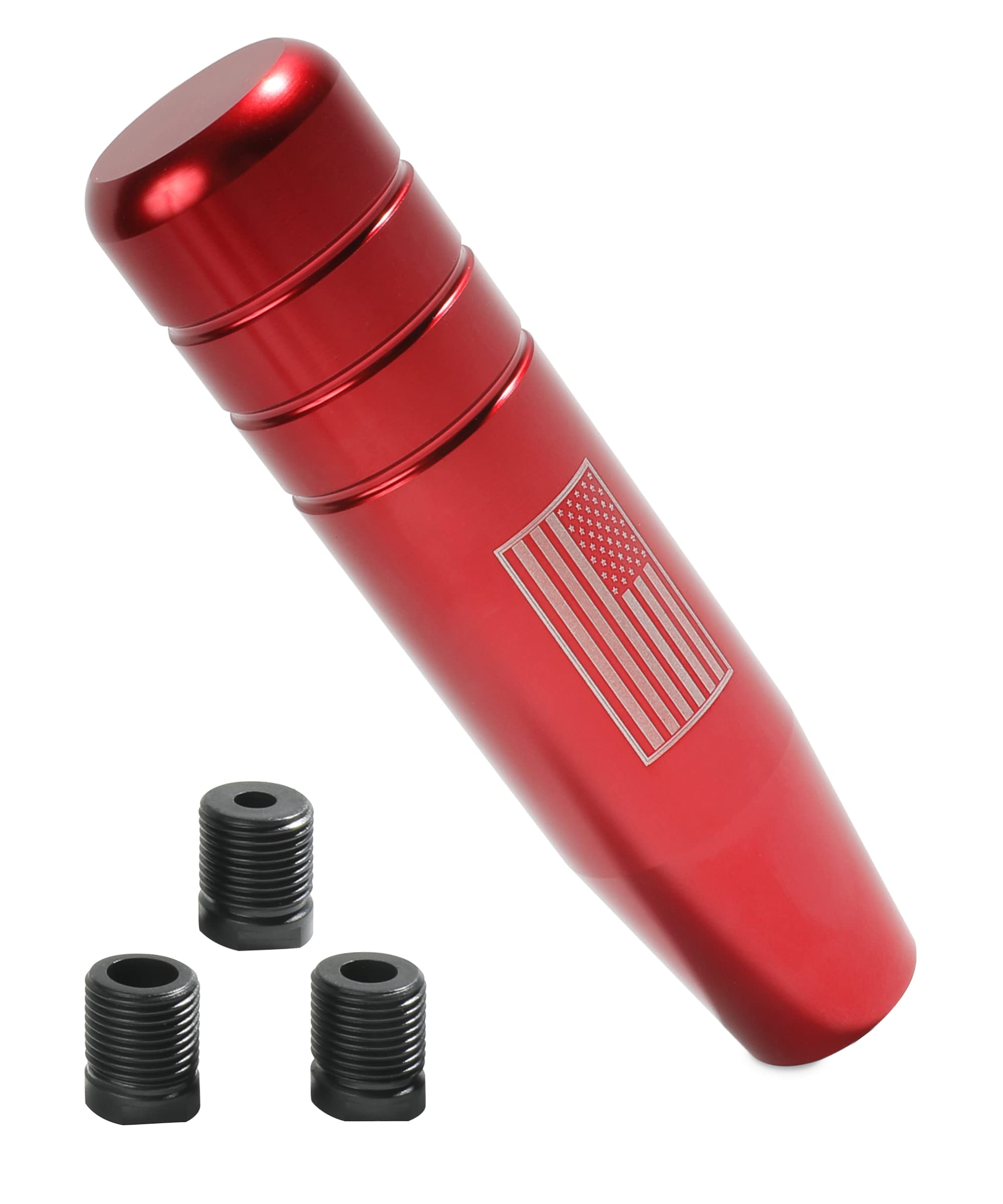 YAKEFLY Gear Stick Shifter Knobs,American Flag Design Metal Long Shifter Knob,Aluminum Alloy Weighted Gear Lever Metal Stick Shifter Handle,Car Shift Handle Knob (Red)