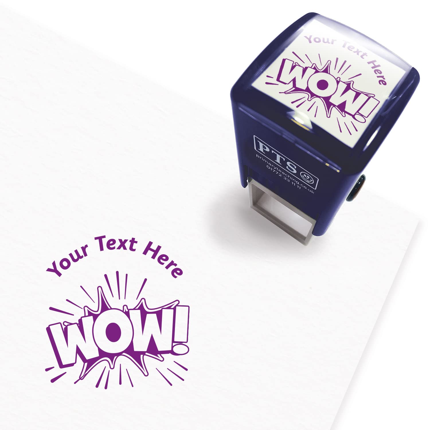 Personalised Wow School Teachers Reward Feedback Marking Stamper Stamp 25mm Primary Teaching Services (Purple)