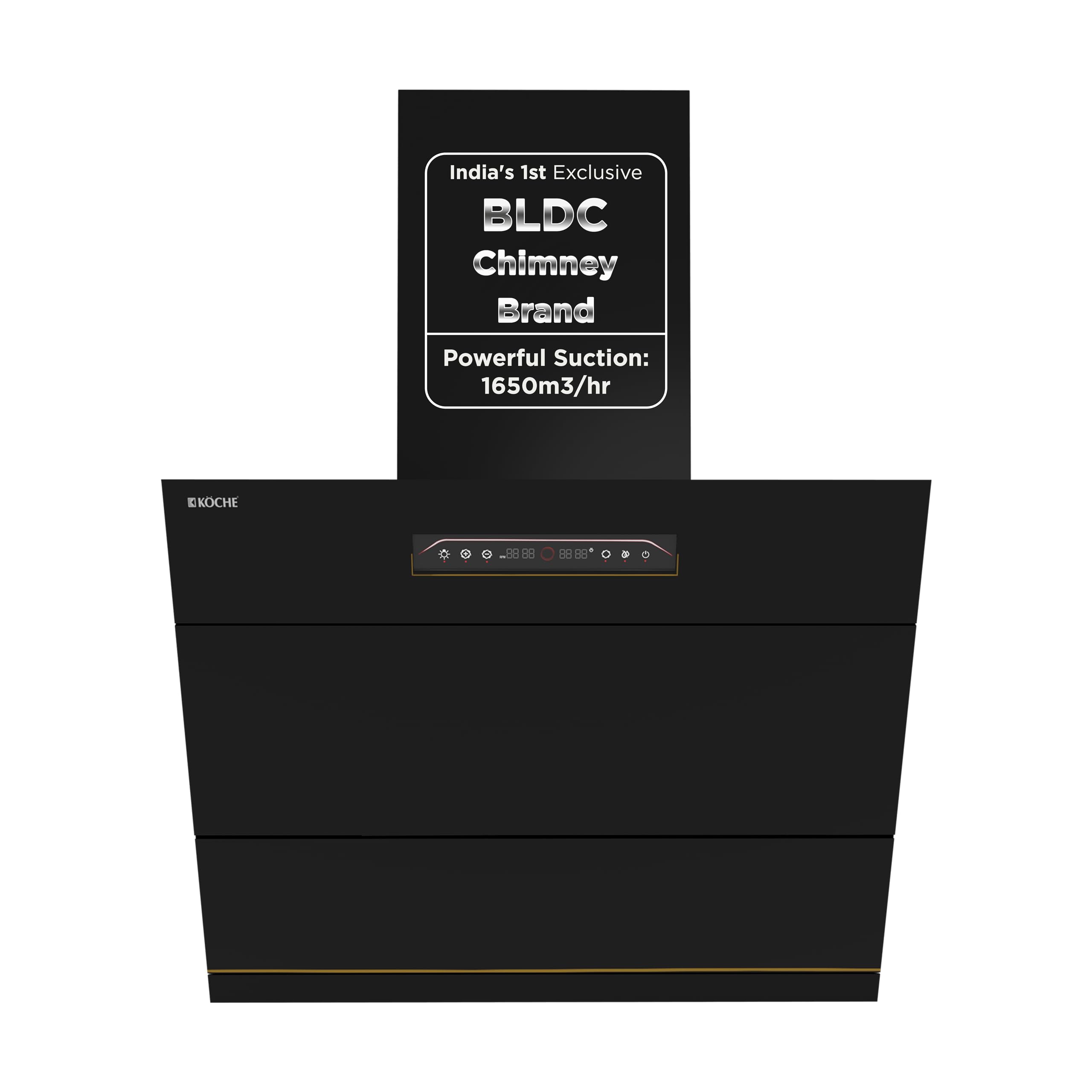 KOCHE LAURA 75 Chimney for Kitchen 75 cm | 1650 m³/hr Suction | Filter less Heat Auto-Clean | BLDC Motor | Gesture Control | Hydraulic Louvers | Low Noise | 12 Yr Motor Warranty