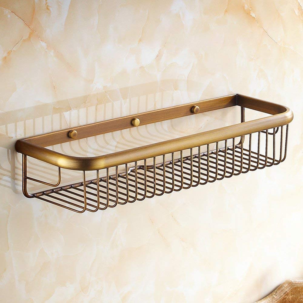 Étagère de douche en laiton de 45 cm avec vis d'installation dissimulées, étagère murale de salle de bain inoxydable, porte-panier de rangement de cuisine