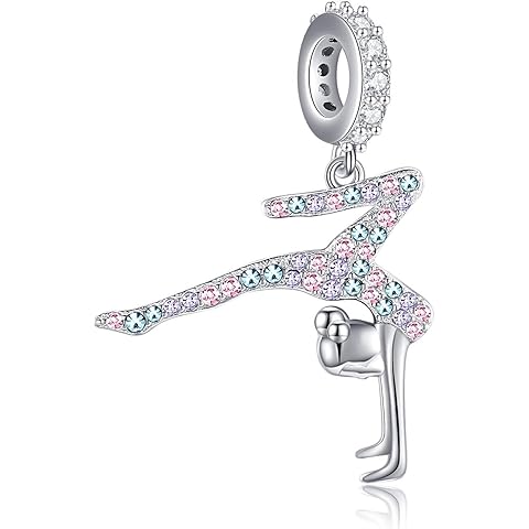 Gymnastics Charms for Necklace Bracelet Sterling Silver Gymnast Bead Jewelry Gifts ...
